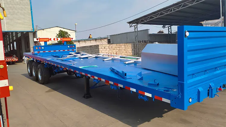 Shandong Jiuzhou Automobile Manufacturing Co., Ltd. Successfully Exports Flatbed Semi-trailers to Mauritius, Boosting Logistics Upgrade in Indian Ocean Island Nation-flatbed trailer_skeletal trailer_low bed trailer_dump trailer_cargo trailer-Shandong Jiuzhou Automobile Manufacturing Co., Ltd.